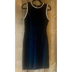 Vintage Carole Little Dress Size S Black Mohair Lace/Velvet trim sleeveless